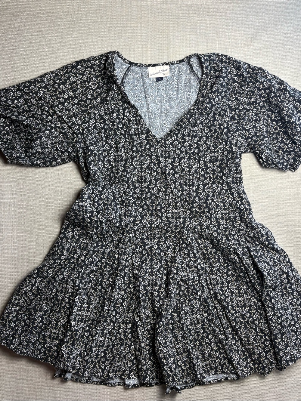 Universal Thread Women’s Small Black Floral Mini Dress Puff Sleeve Cottagecore
